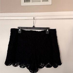 Free People Black Lace Scallop Shorts